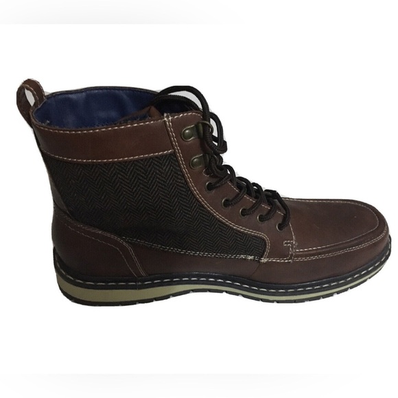 Sonoma Goods For Life Men's Brown Herringbone White Trim Casual Boots Size 11 - Picture 1 of 11